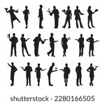 Set waitress silhouette vector illustration.