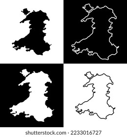 Set of Wales, UK region map. Vector illustration.