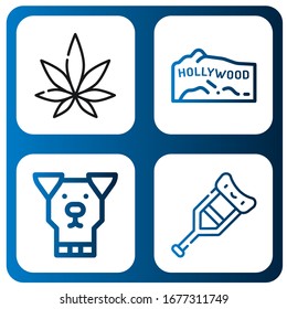 Set of walk icons. Such as Weed, Hollywood, Dog, Crutch , walk icons