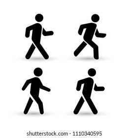 Set of walking man icon. Flat design. Vector illustration. Isolated on white background