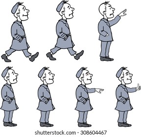  Set of Walking man on white background. Hand drawn artwork.
Vector illustration. 
