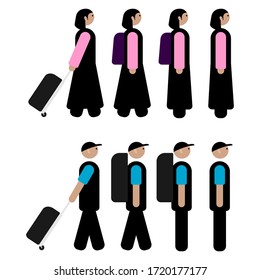 set of walking people design. vector Illustration
