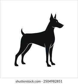 Set walking and standing dog silhouette. Shepherd, beagle, great dane, dachshund, poodle, pit bull. . Vector black flat icon isolated on white background