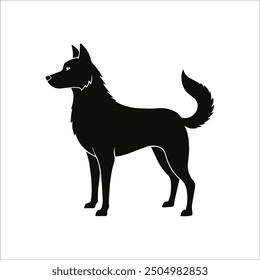 Set walking and standing dog silhouette. Shepherd, beagle, great dane, dachshund, poodle, pit bull. . Vector black flat icon isolated on white background