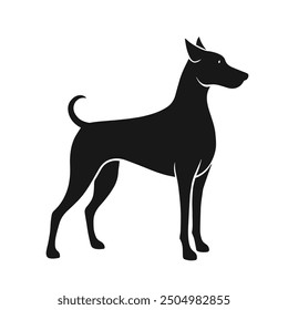 Set walking and standing dog silhouette. Shepherd, beagle, great dane, dachshund, poodle, pit bull. . Vector black flat icon isolated on white background