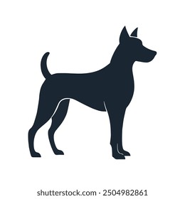 Set walking and standing dog silhouette. Shepherd, beagle, great dane, dachshund, poodle, pit bull. . Vector black flat icon isolated on white background