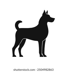 Set walking and standing dog silhouette. Shepherd, beagle, great dane, dachshund, poodle, pit bull. . Vector black flat icon isolated on white background