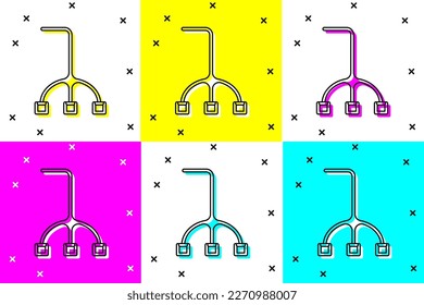 Set Walking stick cane icon isolated on color background.  Vector
