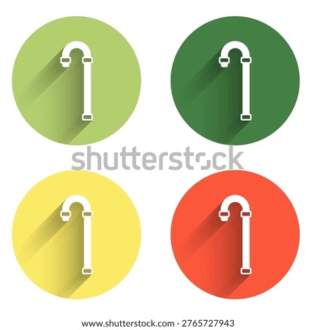 Set Walking stick cane icon isolated with long shadow background. Color circle button. Vector