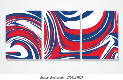 Set Wall Art Background - Red White Blue Wave Marble Pattern Fits For : Wall Art Decoration Interiors, Artistic,  Simple Elegant and luxury Room Space, Print Materials
