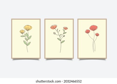 set of wall art nature minimalist collection vector illustration 