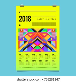 Set of Wall Calendar 2018 template design with Colorfull Background Pattern