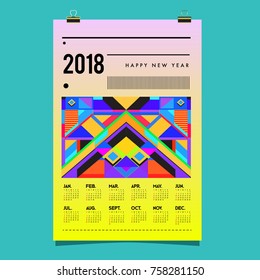 Set of Wall Calendar 2018 template design with Colorfull Background Pattern