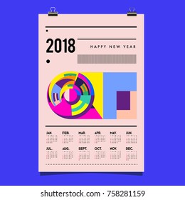 Set of Wall Calendar 2018 template design with Colorfull Background Pattern