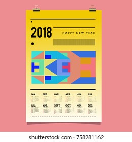 Set of Wall Calendar 2018 template design with Colorfull Background Pattern