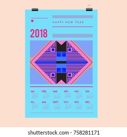 Set of Wall Calendar 2018 template design with Colorfull Background Pattern