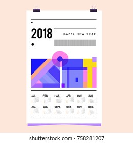 Set of Wall Calendar 2018 template design with Colorfull Background Pattern
