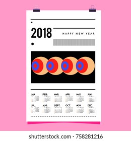 Set of Wall Calendar 2018 template design with Colorfull Background Pattern