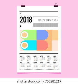 Set of Wall Calendar 2018 template design with Colorfull Background Pattern