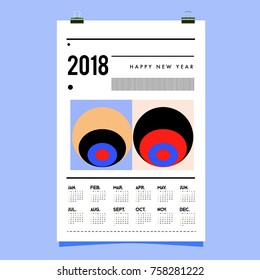 Set of Wall Calendar 2018 template design with Colorfull Background Pattern