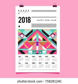 Set of Wall Calendar 2018 template design with Colorfull Background Pattern