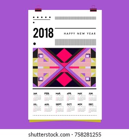 Set of Wall Calendar 2018 template design with Colorfull Background Pattern