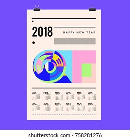 Set of Wall Calendar 2018 template design with Colorfull Background Pattern