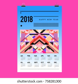 Set of Wall Calendar 2018 template design with Colorfull Background Pattern