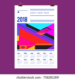 Set of Wall Calendar 2018 template design with Colorfull Background Pattern