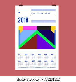 Set of Wall Calendar 2018 template design with Colorfull Background Pattern
