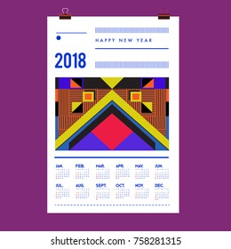 Set of Wall Calendar 2018 template design with Colorfull Background Pattern
