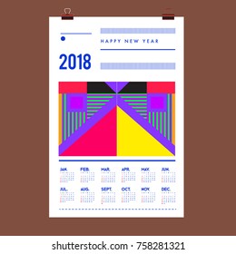 Set of Wall Calendar 2018 template design with Colorfull Background Pattern