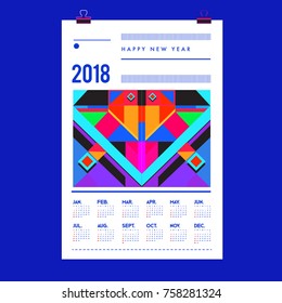 Set of Wall Calendar 2018 template design with Colorfull Background Pattern