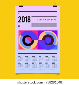 Set of Wall Calendar 2018 template design with Colorfull Background Pattern