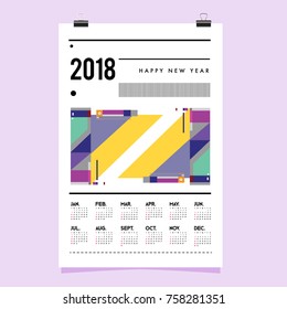 Set of Wall Calendar 2018 template design with Colorfull Background Pattern