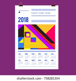 Set of Wall Calendar 2018 template design with Colorfull Background Pattern