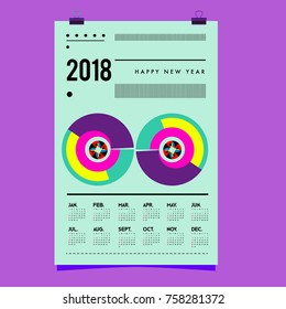 Set of Wall Calendar 2018 template design with Colorfull Background Pattern