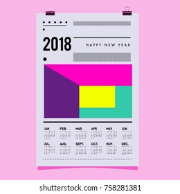 Set of Wall Calendar 2018 template design with Colorfull Background Pattern