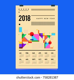 Set of Wall Calendar 2018 template design with Colorfull Background Pattern