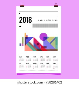 Set of Wall Calendar 2018 template design with Colorfull Background Pattern