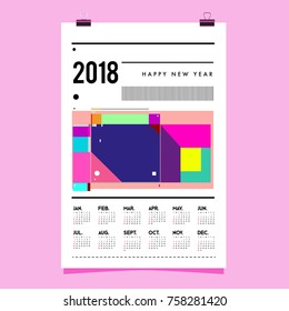 Set of Wall Calendar 2018 template design with Colorfull Background Pattern