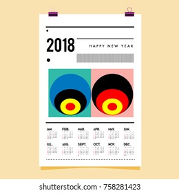 Set of Wall Calendar 2018 template design with Colorfull Background Pattern