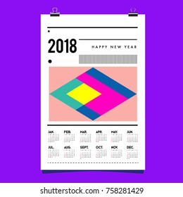 Set of Wall Calendar 2018 template design with Colorfull Background Pattern