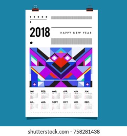 Set of Wall Calendar 2018 template design with Colorfull Background Pattern