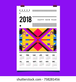 Set of Wall Calendar 2018 template design with Colorfull Background Pattern