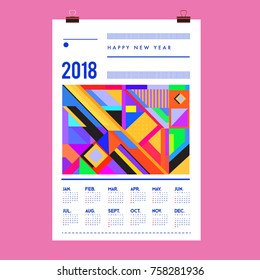 Set of Wall Calendar 2018 template design with Colorfull Background Pattern
