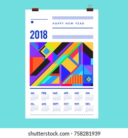 Set of Wall Calendar 2018 template design with Colorfull Background Pattern