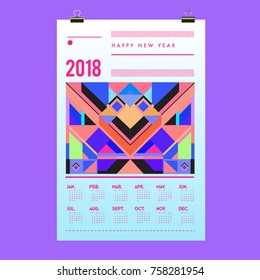 Set of Wall Calendar 2018 template design with Colorfull Background Pattern