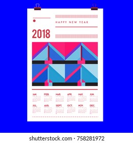 Set of Wall Calendar 2018 template design with Colorfull Background Pattern