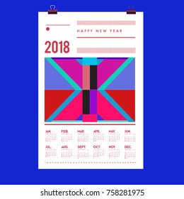 Set of Wall Calendar 2018 template design with Colorfull Background Pattern